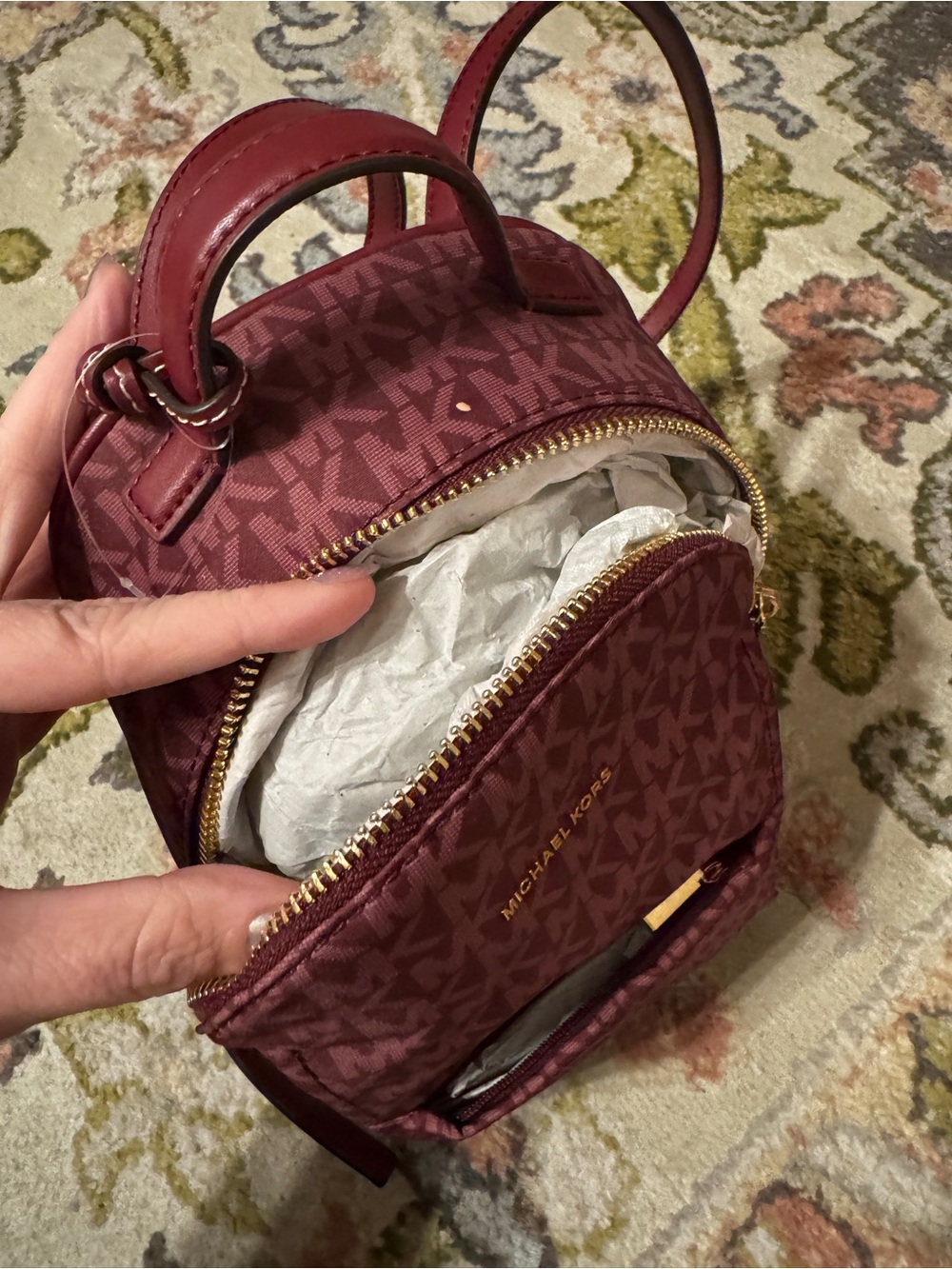 Michael Kors Sable Burgundy Mini Backpack purse - Picture 4 of 7